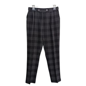 ELLIOTT LAUREN Women's pants high-rise elastic-waist black plaid straight-leg 8